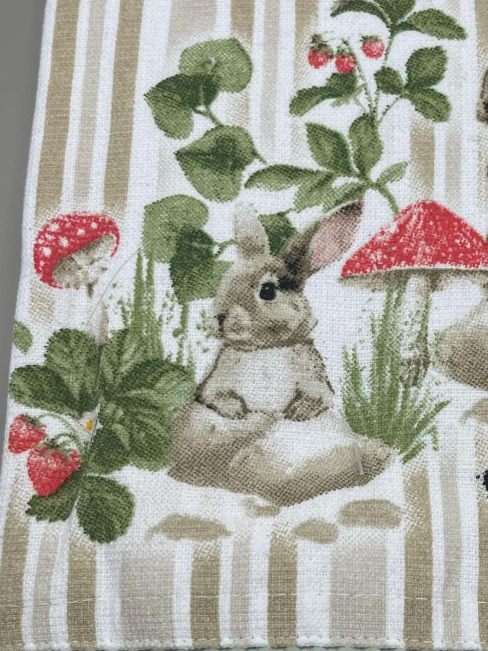 Cynthia Rowley Bunny & Mushroom Striped Kitchen Towel Set of Two, NWT 🐰🍄